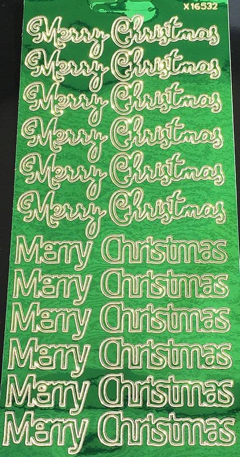 Merry Christmas Green Mirror Peel Off Stickers x16532