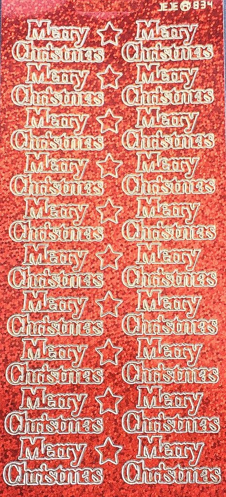 MERRY CHRISTMAS HOLOGRAPHIC RED PEEL OFF STICKERS (j)