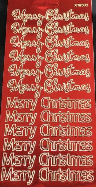 Merry Christmas Red Mirror Peel Off Stickers x16532