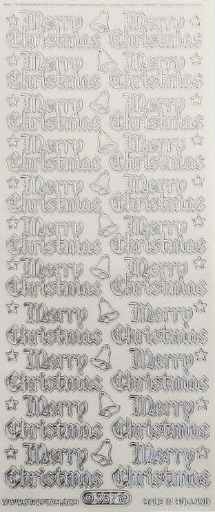 Merry Christmas Silver on Transparent  Starform Peel Off Stickers 357