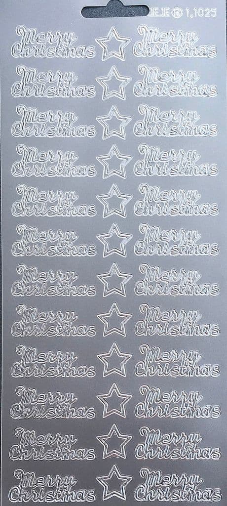 MERRY CHRISTMAS SILVER PEEL OFF STICKERS JeJe 1.1025