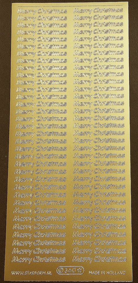 Merry Christmas Small Gold Starform Peel Off Stickers 360