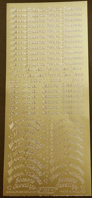 Mixed Christmas Greetings Small Gold Starform Peel Off Stickers 353