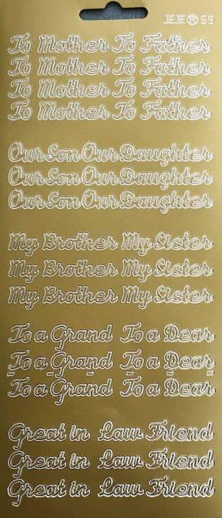 MIXED FAMILY GREETINGS GOLD PEEL OFF STICKERS JeJe 59