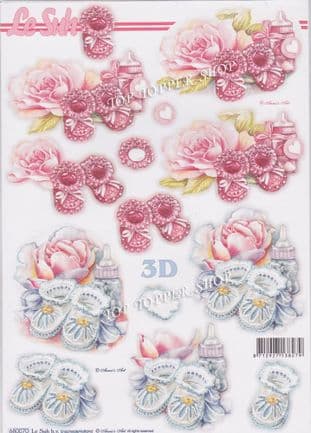 New Baby Booties A4 Die Cut Decoupage Sheet Le Suh 680.070
