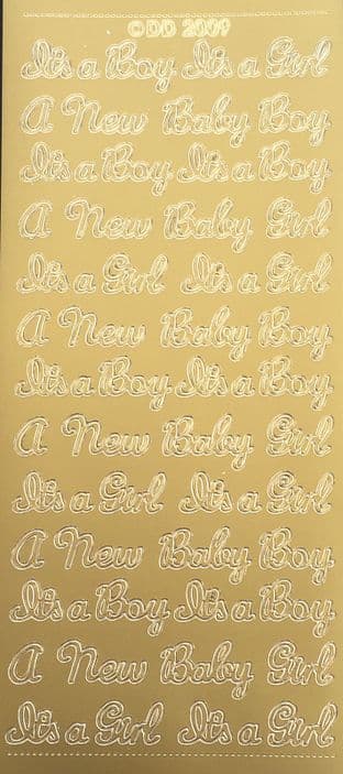 New Baby Boy & Girl Gold Peel Off Stickers Doodey 2009
