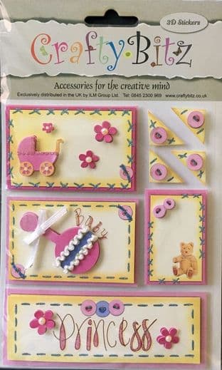 NEW BABY EMBELLISHMENTS - CRAFTY BITZ 3D STICKERS NDS555