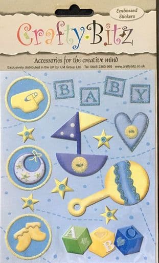 NEW BABY EMBELLISHMENTS - CRAFTY BITZ EMBOSSED STICKERS NDS589