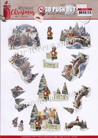 Nostalgic Christmas Village A4 Die Cut Decoupage Sheet Amy Design Push Out SB10482