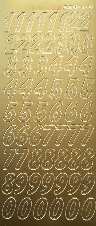 Numbers 2cm Gold Peel Off Stickers JeJe 4783
