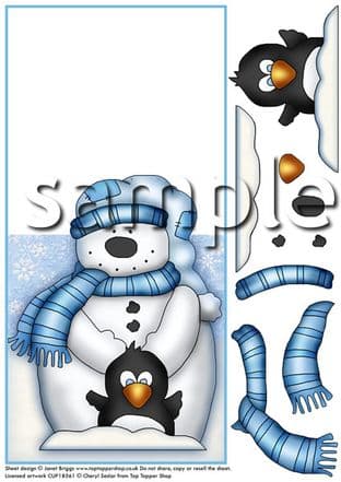 OVER THE EDGE CARD FROSTY SNOWMAN printed sheet