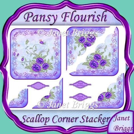 PANSY FLOURISH Scallop Corner Stacker printed sheet