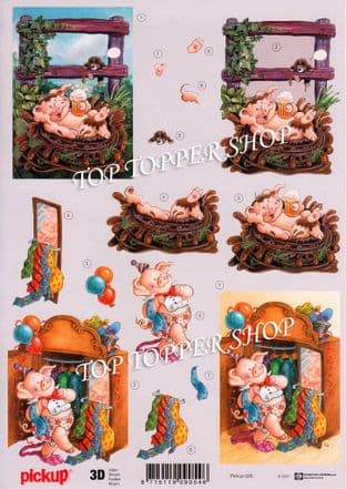 Pig in Muck Male Decoupage Sheet  Requires Cutting PickUp 026