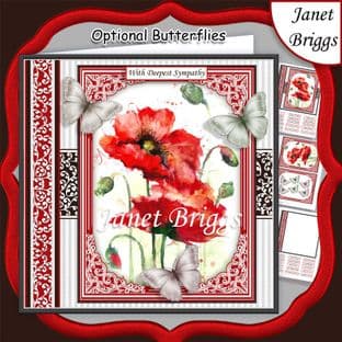 POPPIES & BUTTERFLIES All Occasions Quick  Card Kit digital download