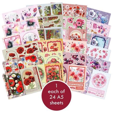 Precious Poppies Hunkydory 24 A5 Decoupage Sheets Require Cutting
