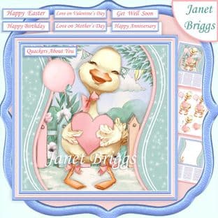 QUACKERS ABOUT YOU  7.5 Decoupage Card Kit digital download