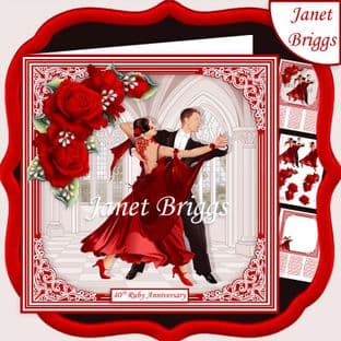 RUBY STRICTLY COME DANCING 7.5 Decoupage Card Kit digital download