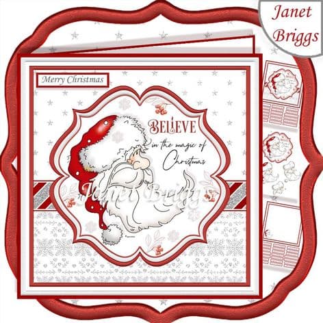 SANTA BELIEVE IN THE MAGIC 7.5 Christmas Decoupage  Card Kit digital download