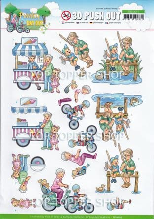 Seniors & Grandchildren Funky Day Out Die Cut Decoupage Sheet Yvonne Creations Push Out SB10615