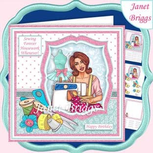 SEWING FOREVER HOUSEWORK WHENEVER Humorous 7.5 Decoupage Card Kit digital download