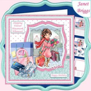 SHOPPING FOREVER HOUSEWORK WHENEVER Humorous 7.5 Decoupage Card Kit digital download