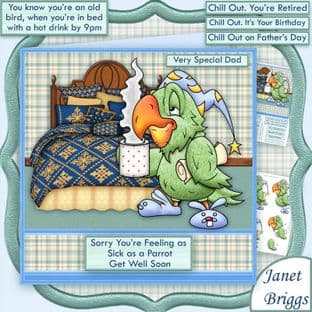 Sick as a Parrot or Old Bird All Occasions 7.5 Card Making Download by Janet Briggs