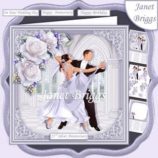SILVER STRICTLY COME DANCING 7.5 Decoupage Card Kit digital download