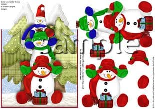 SNOWMAN PILE UP over the edge topper sheet 308