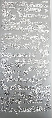 Special Birthday Wishes etc Silver Peel Off Stickers Jeje 2.2150
