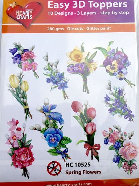 Spring Flowers 10 Easy 3d Die Cut Decoupage Toppers Hearty Crafts HC10525