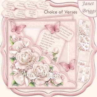Square Scallop Pocket Pearl Roses 7.5 Decoupage Card Kit digital download