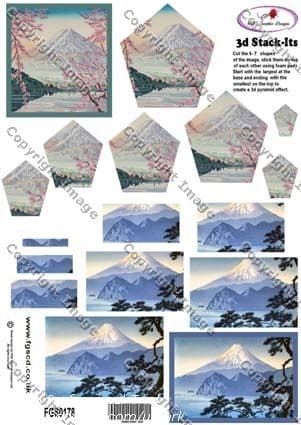 STACK-ITS 178 ORIENTAL MOUNTAIN  SCENES - PYRAMID DECOUPAGE