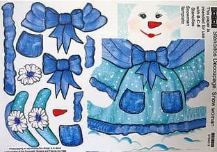 STENCILLO CHRISTMAS SNOW WOMAN blue DECOUPAGE PAPER