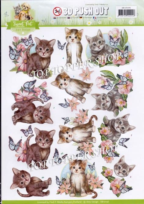 Sweet Pets Cats Die Cut Decoupage Sheet Amy Design Push Out SB10196