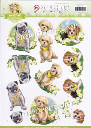 Sweet Pets Dogs Die Cut Decoupage Sheet Amy Design Push Out SB10195