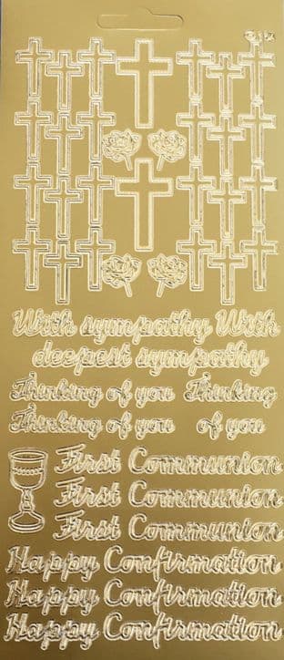 Sympathy Communion & Confirmation Gold Peel Off Stickers 1.1570
