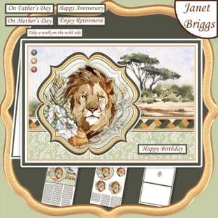 TAKE A WALK ON THE WILD SIDE SAFARI LION A5 Pyramage Card Kit digital download