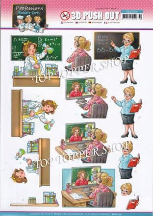 Teaching Professions Bubbly Girls  Die Cut Decoupage Sheet Yvonne Creations Push Out SB10550