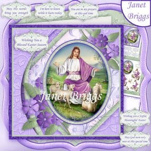 THE LORD IS MY SHEPHERD 7.5 Easter Sympathy Decoupage Card Kit digital download