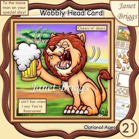 THE MANE MAN LION WOBBLY HEAD Card Kit digital download