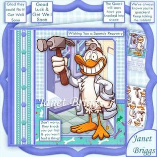 The Quack Will Soon Knock You Into Shape Get Well  Decoupage  Card Kit digital download