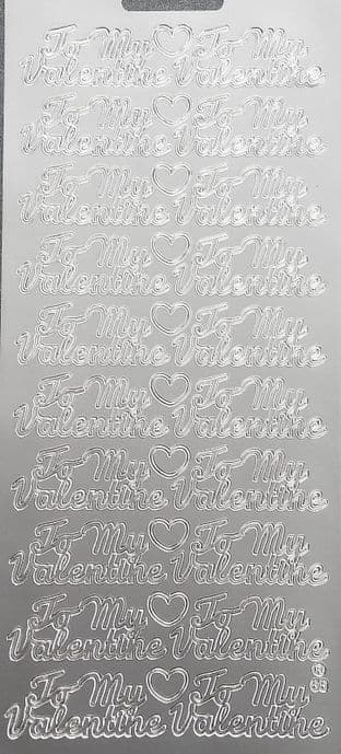 TO MY VALENTINE SILVER PEEL OFF STICKERS j66