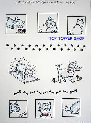 TOPPERS, WESTIE DESIGN SHEET by LITTLE CLAIRE DESIGNS