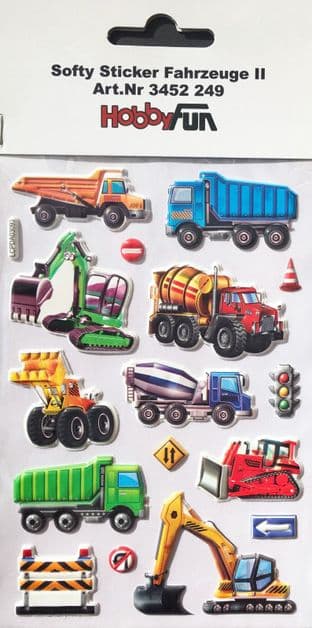 Trucks & Diggers Softy Dimensional Stickers HobbyFun 3452249
