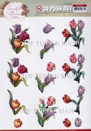 Tulips Die Cut Decoupage Sheet Yvonne Creations Push Out SB10626