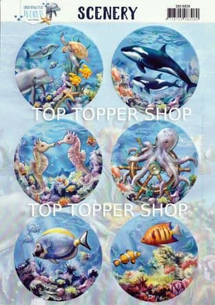 Underwater World  A4 Die Cut Card Toppers Yvonne Creations Push Out CDS10029
