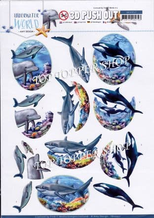Underwater World Ocean Animals Die Cut Decoupage Sheet Amy Design Push Out SB10457
