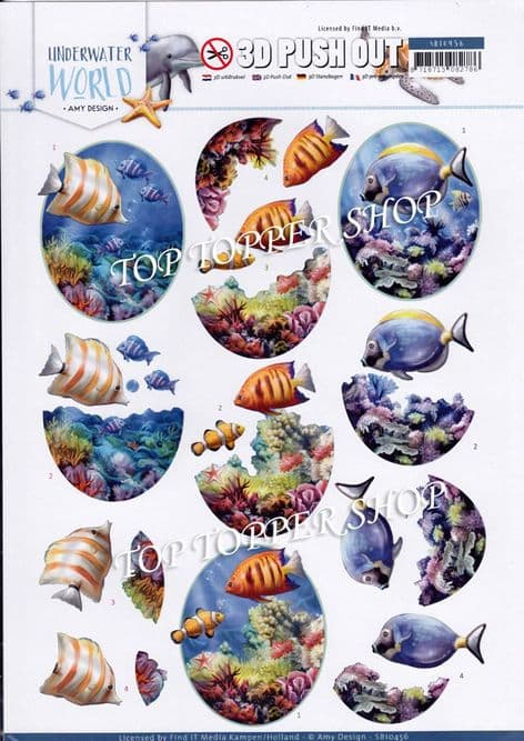 Underwater World Saltwater Fish Die Cut Decoupage Sheet Amy Design Push Out SB10456