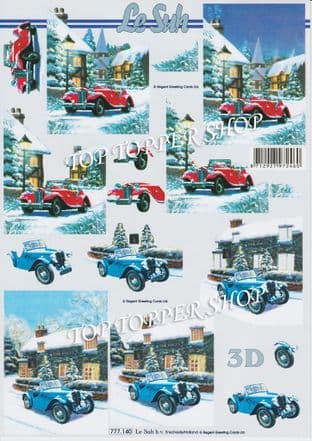 Vintage Cars  Christmas Scenes Le Suh Decoupage Sheet 777140 Requires Cutting