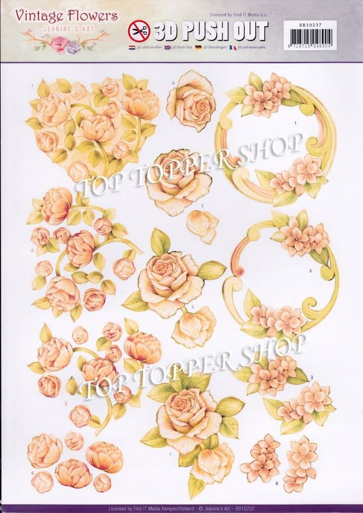 Vintage Flowers Romance A4 Die Cut Decoupage Sheet Jeanine s Art Push ...